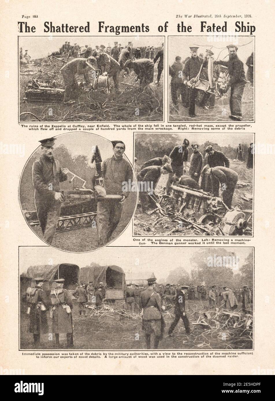 1916 war Illustrated Zeppelin Razzia auf Cuffley Stockfoto