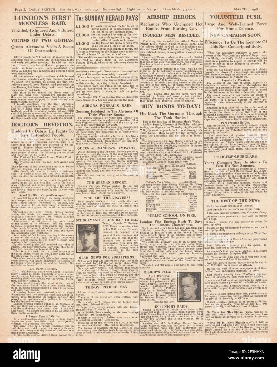 1918 Daily Sketch Gotha überfällt England Stockfoto