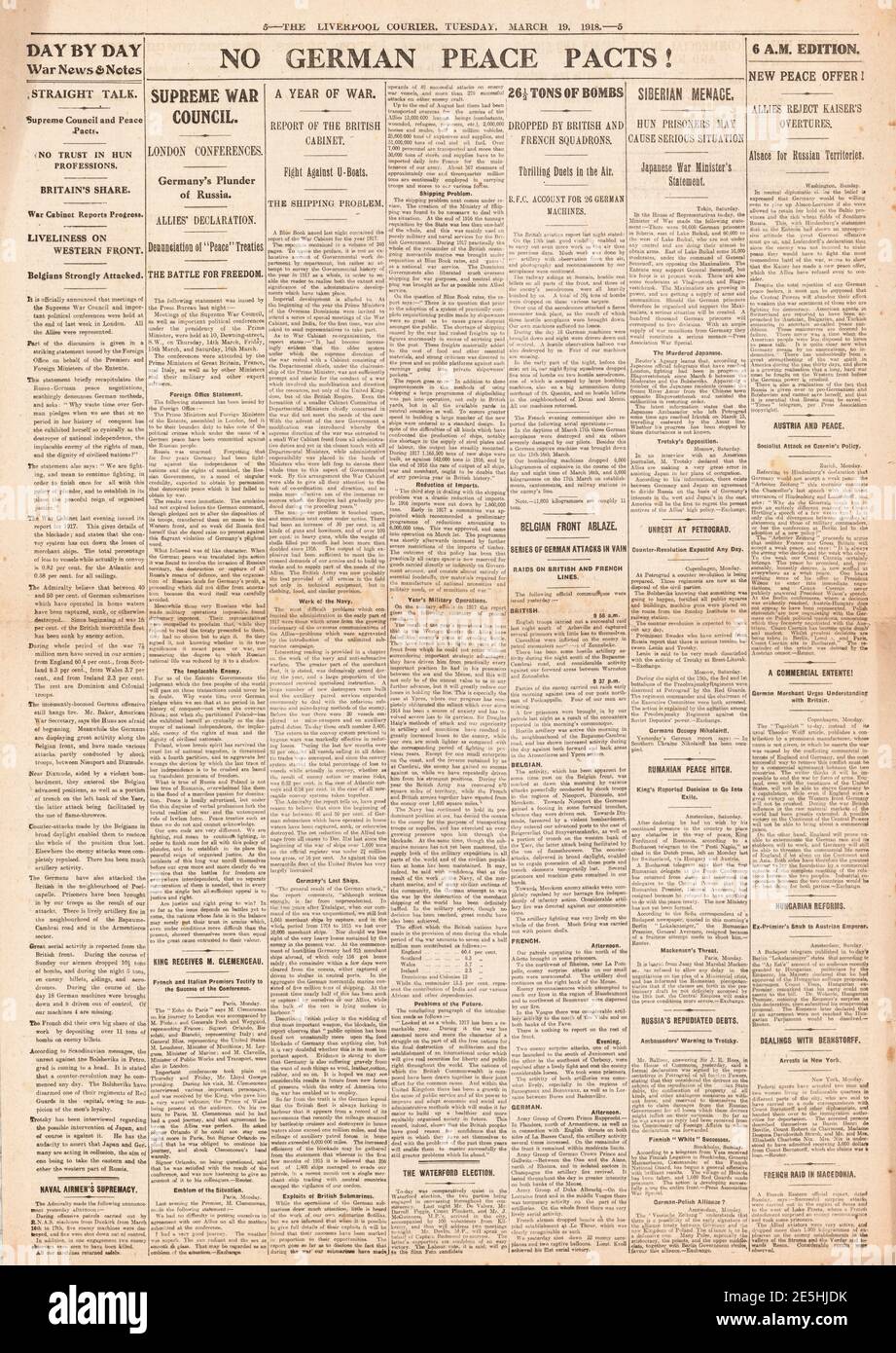 1918 Liverpool Courier Supreme War Council Stockfoto 1918 Liverpool Courier Supreme War Council Stockfoto
