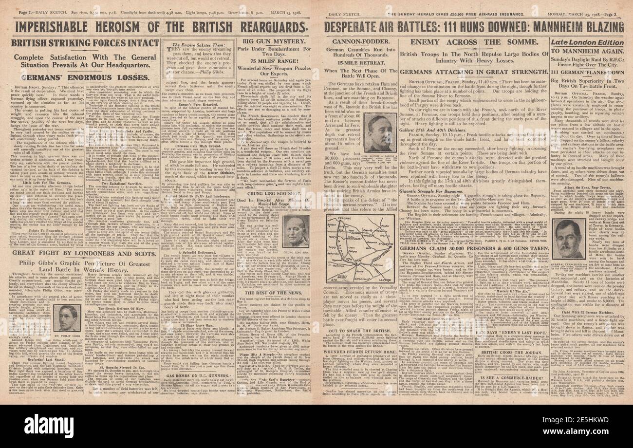 1918 Daily Sketch Deutsche Frühjahrsoffensive Stockfoto