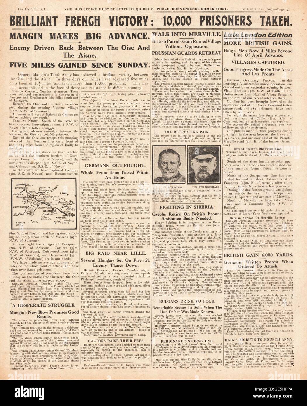 1918 Daily Sketch Britische Armee erobern Merville Stockfoto