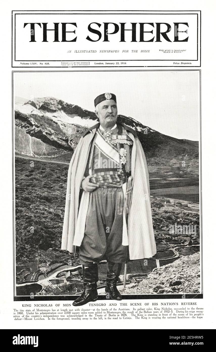 1916 die Sphäre König Nikolaus von Montenegro Stockfoto