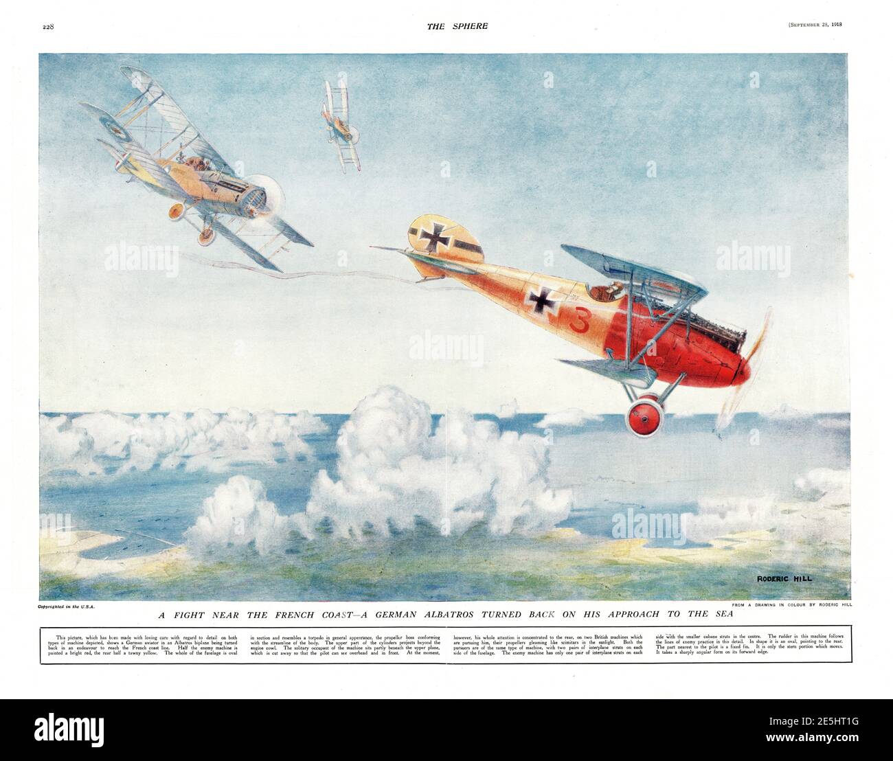 1918 die Kugel Dogfight nahe der französischen Küste Stockfoto