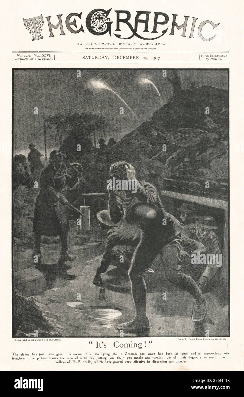 1917 der graphische Gasangriff auf die Westfront Stockfoto