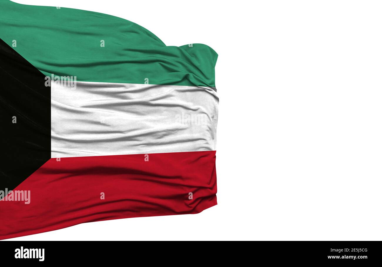 Kuwait Flagge isoliert auf weißem Hintergrund Stockfoto