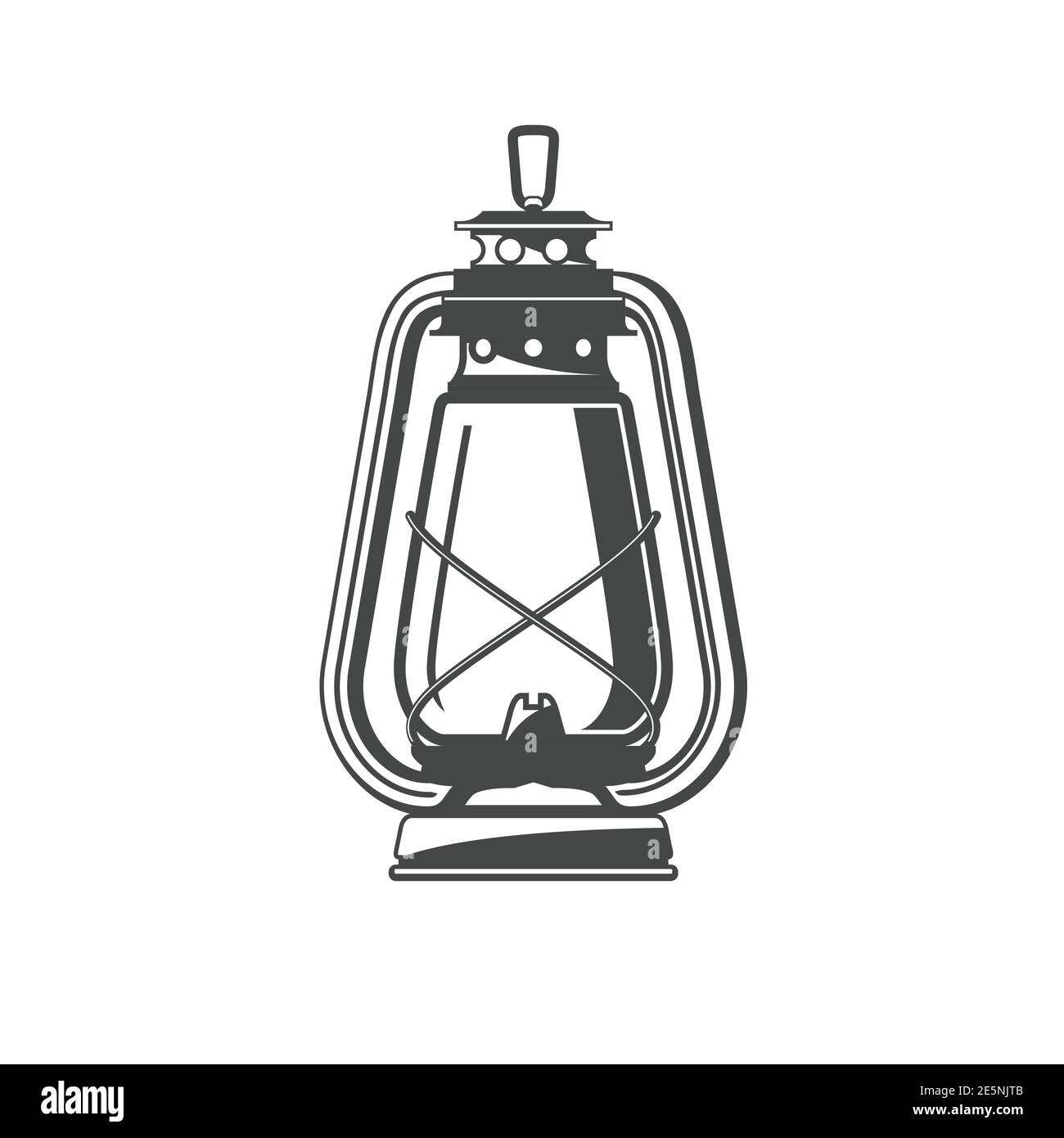 Alte Öllampe, Kerosin Camping Laterne Silhouette, Öllampe Symbol, Vektor Stock Vektor