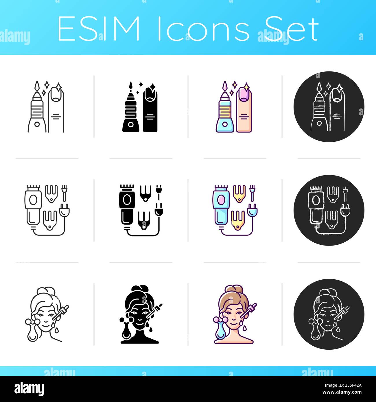 Symbole für Beauty-Geräte eingestellt Stock Vektor