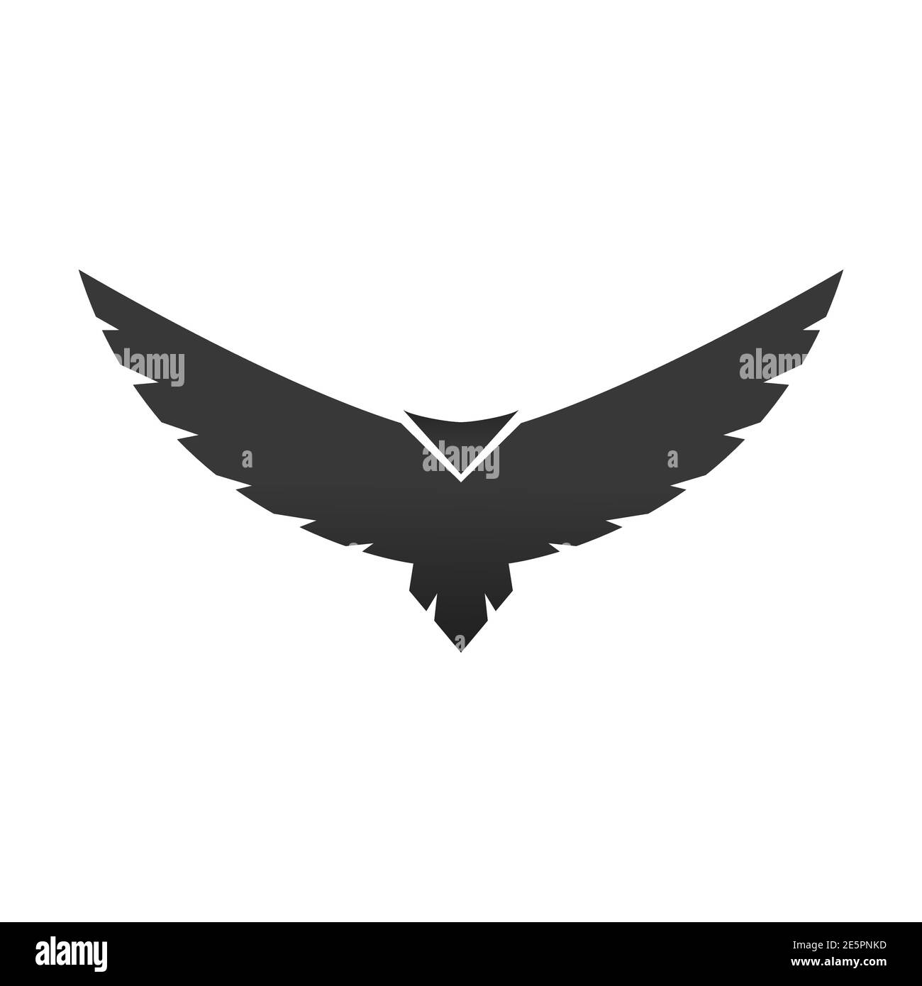 Symbol für schwarzen Vogel. Fliegender abstrakter Kondor mit ausgebreiteten Flügeln. Vektor auf Weiß isoliert Stock Vektor
