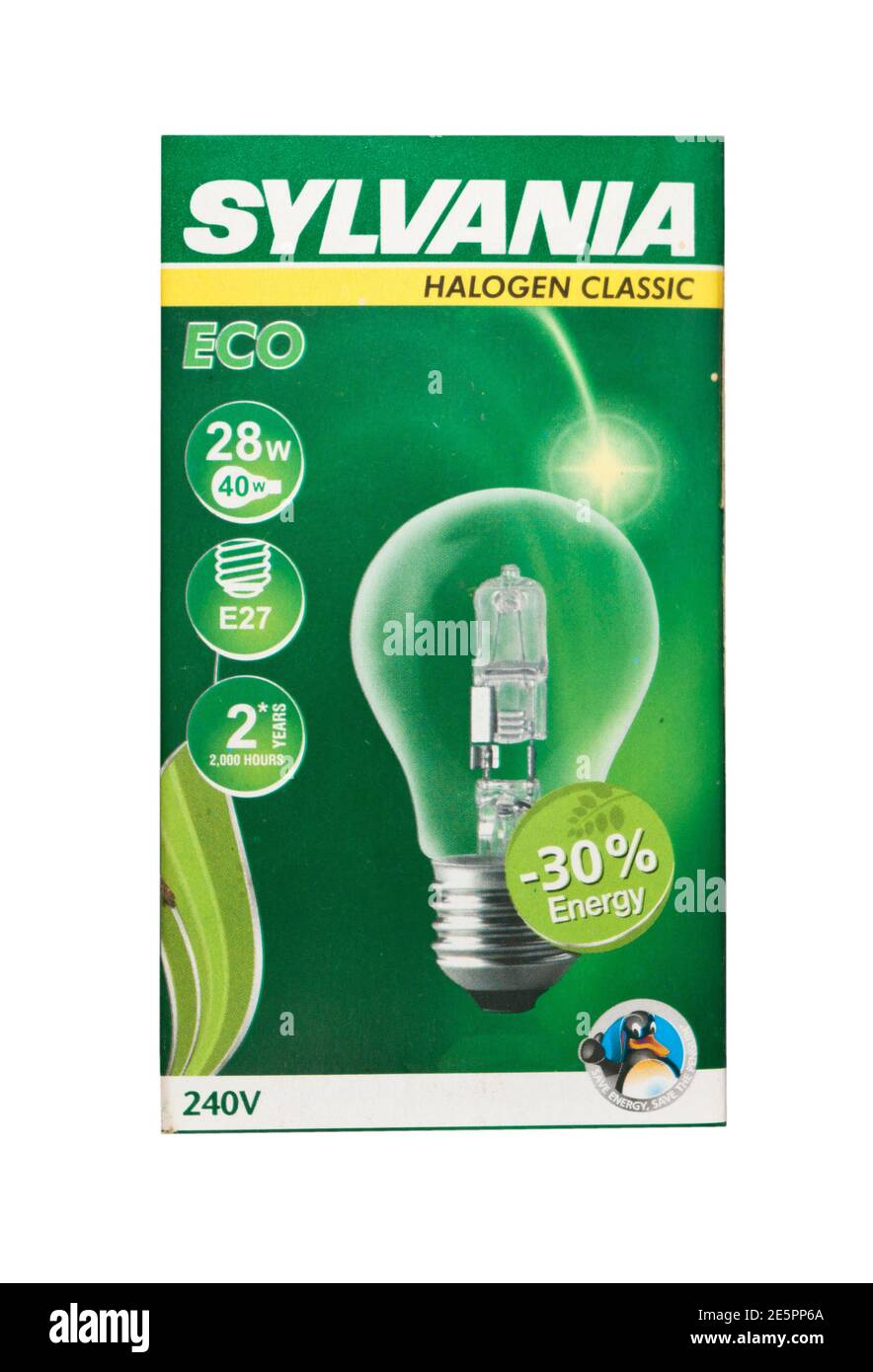 Sylvania Halogen Classic Eco Energiesparlampen Stockfoto