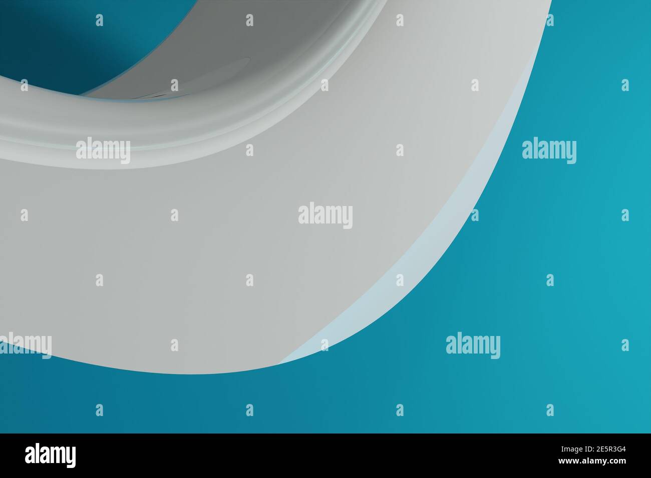 Shinny abstrakt Computer erzeugt weiße 3D verzerrte Welle wie Form Auf blauem Hintergrund Stockfoto