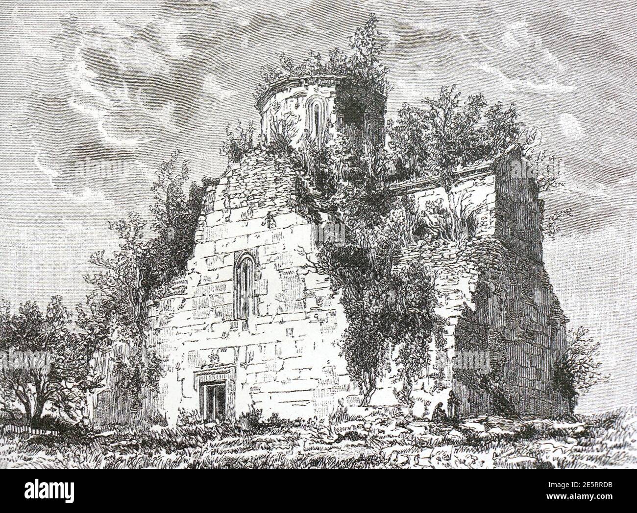 Kirche in Bedia. Gravur von 1882. Stockfoto