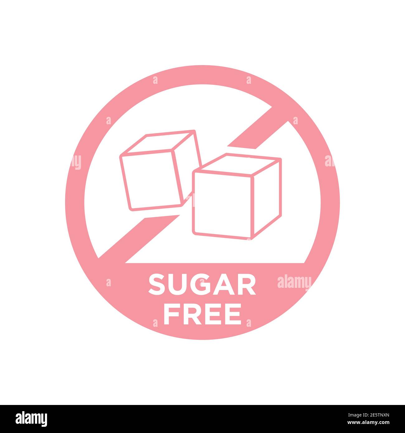 Symbol „kein Zucker hinzugefügt“. Zuckerfreies Symbol. Stock Vektor