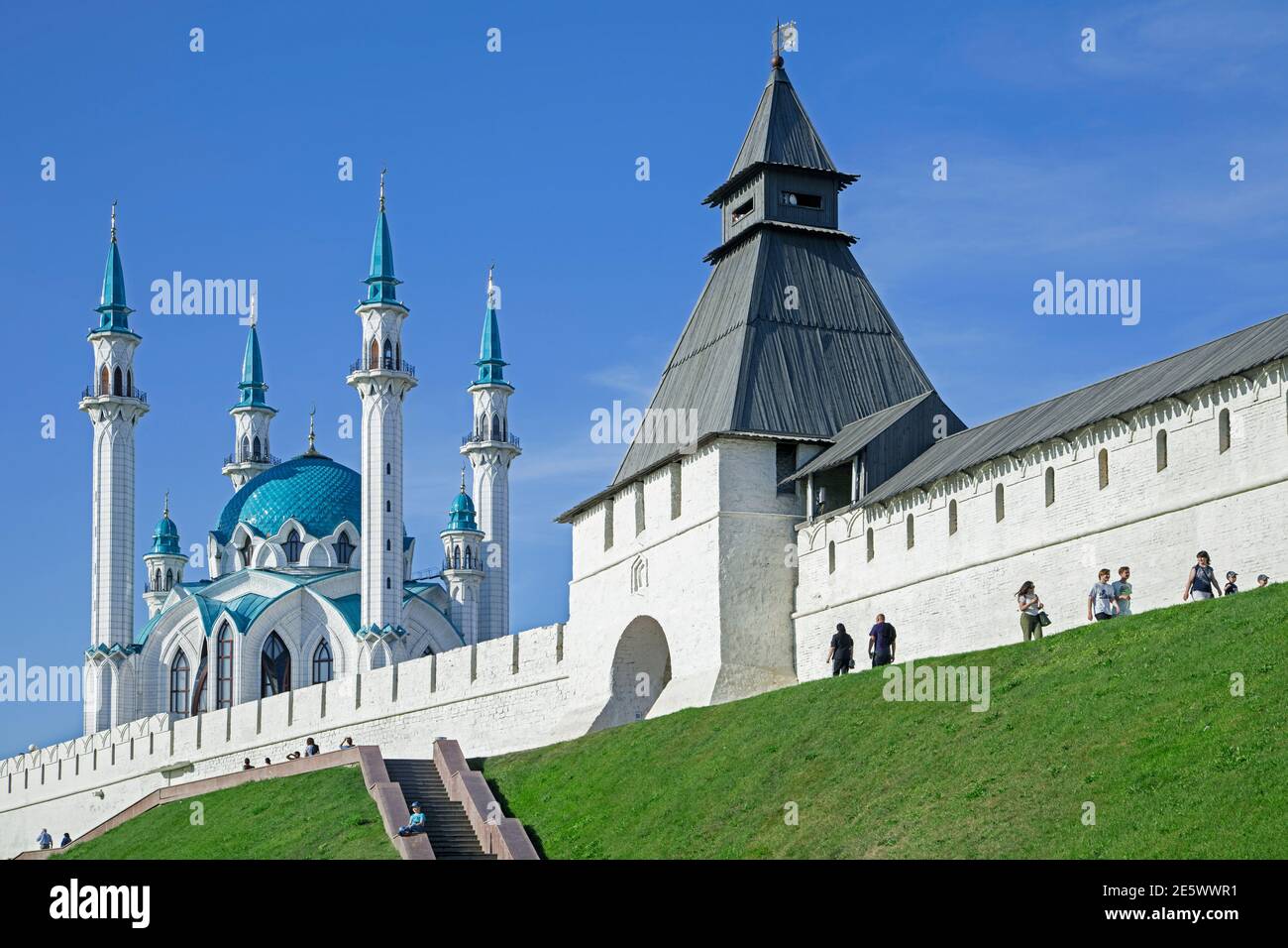 Kul Sharif Moschee / Qolsharif Moschee / Qolşärif Moschee, jetzt Museum des Islam in Kasan Kreml, Chief Zitadelle von Russland in der Stadt Kasan, Tatarstan Stockfoto