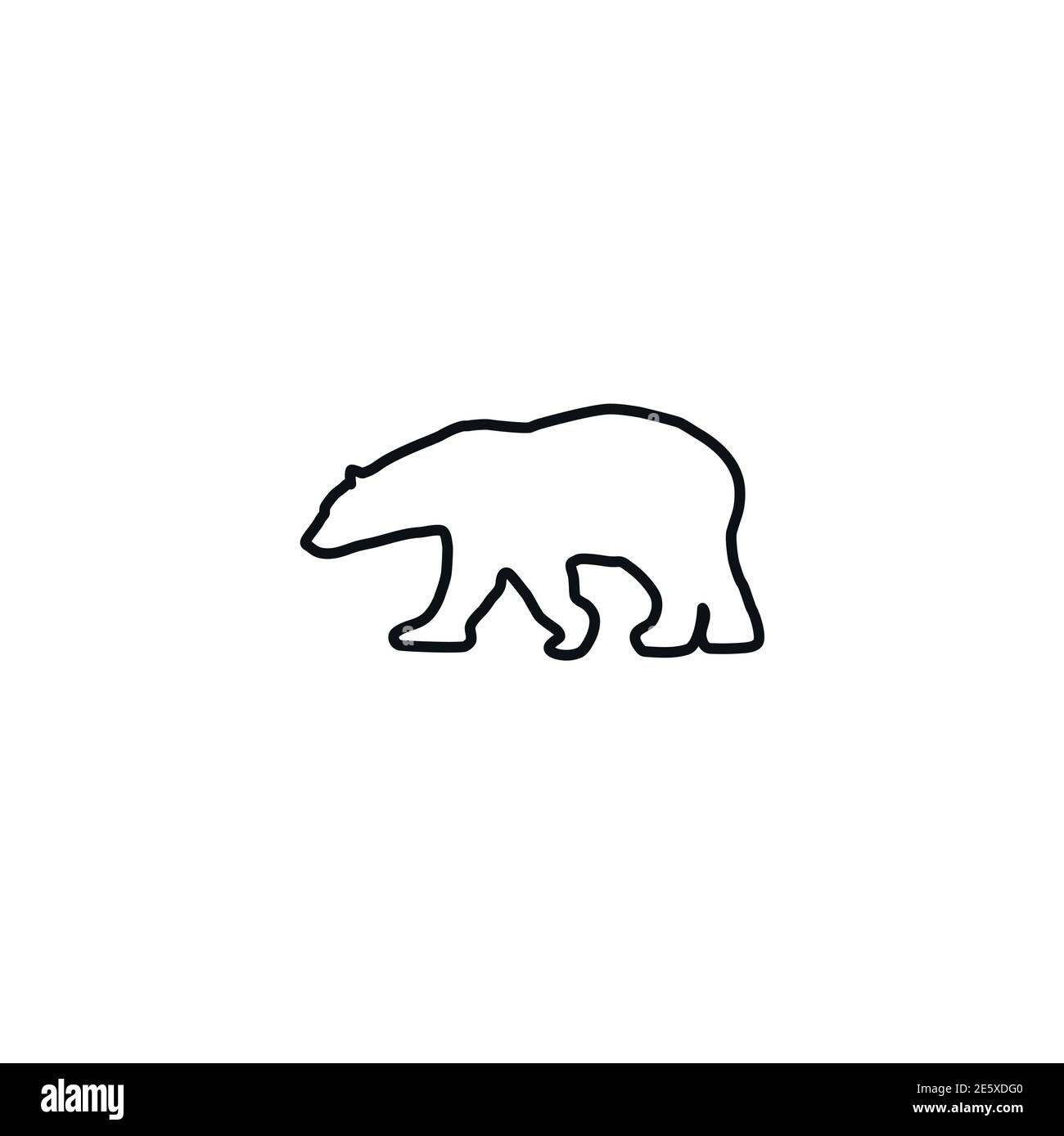 Schwarze Silhouette des Eisbären. vektor flache Symbol isoliert auf weißem Hintergrund. nord Winter Symbol. Stock Vektor