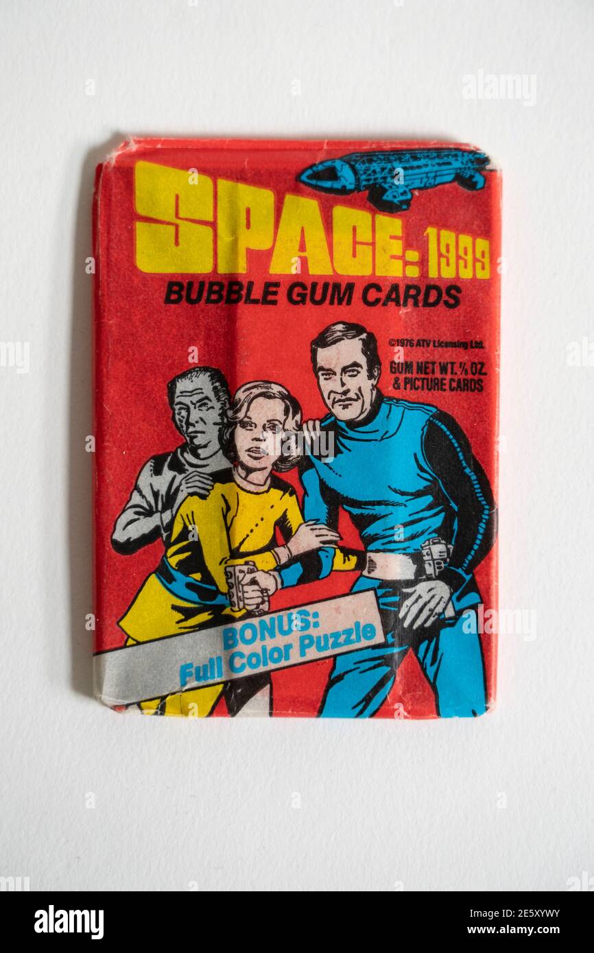 Vintage Space 1999 Bubble Gum Sammler Karte Stockfoto