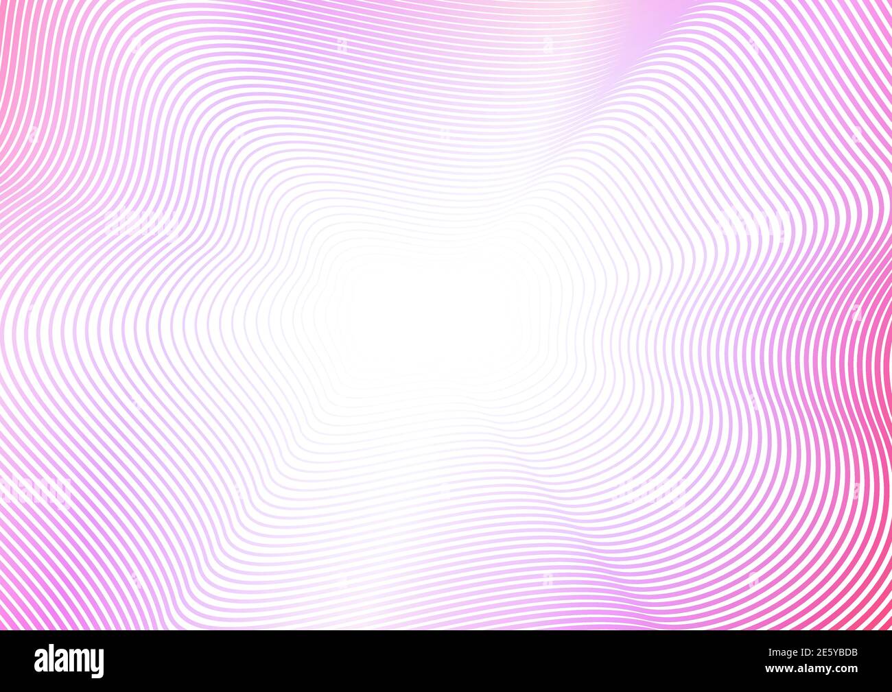 Quetschkurven mit violettem, magentafarbenem und weißem Verlauf. Helle, farbenfrohe Wellen. Abstrakter Hintergrund. Vektorlinie Art Muster, Blitz. Rahmen, Rahmendesign Stock Vektor