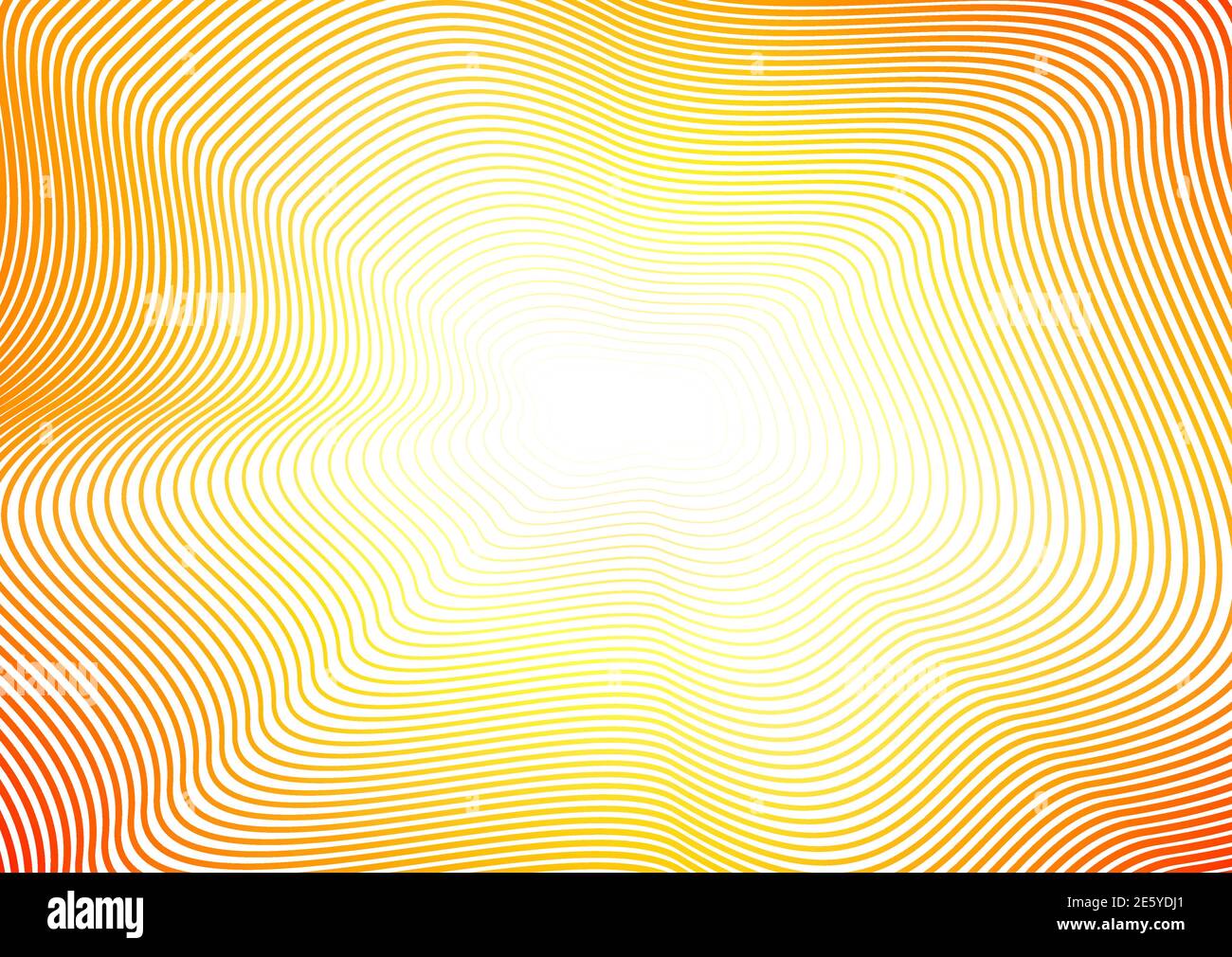 Wellenförmige Linien, orange, gelb, roter Gradient. Glänzende Wellen. Abstrakter sonniger Hintergrund. Strichmuster, Flash-Effekt. Vektorrahmen-Design. EPS10 Stock Vektor