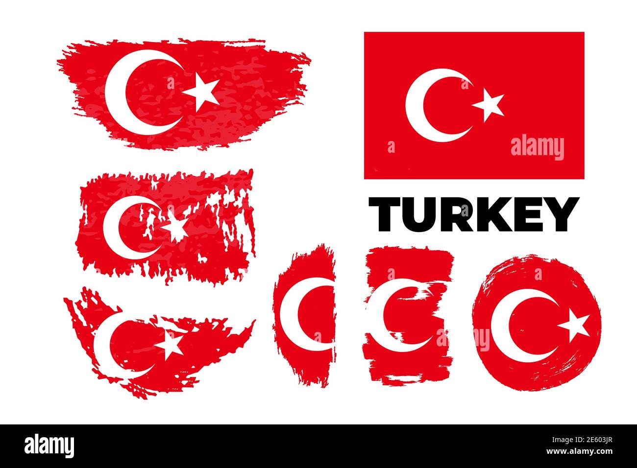 Künstlerische grungy Aquarell Pinsel Flagge der Türkei Land. republik Tag der Türkei Stock Vektor