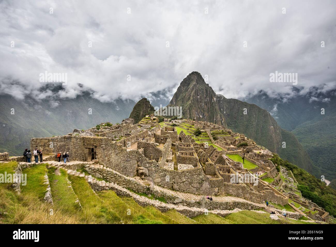 Inkaruinen von Machu Picchu, Peru. Stockfoto