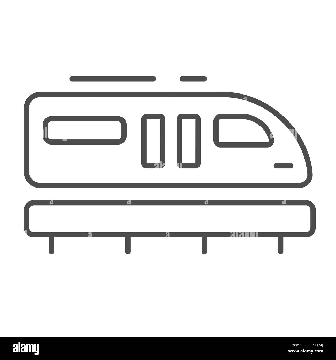 Monorail Zug dünne Linie Symbol, Verkehrssymbol, Monorail U-Bahn Vektor-Zeichen auf weißem Hintergrund, Eisenbahn-Transport-Symbol in Umriss-Stil für Stock Vektor