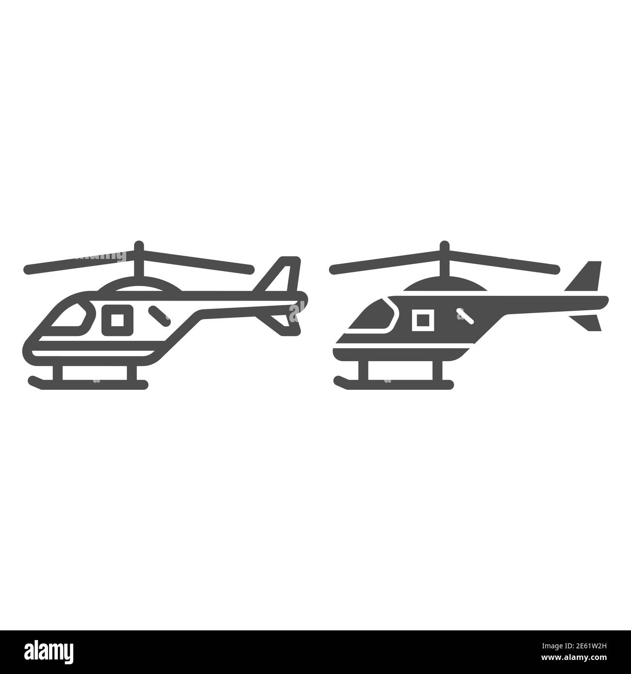 Hubschrauber Linie und solide Symbol, Lufttransport Symbol, Kopter Vektor-Zeichen auf weißem Hintergrund, kleine Hubschrauber Silhouette Symbol in Umriss Stil für Stock Vektor