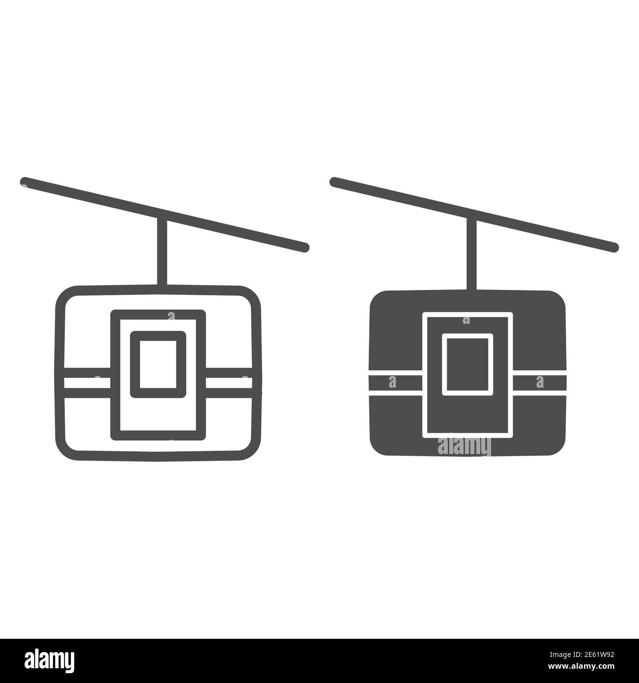 Standseilwagenlinie und solide Symbol, Transport-Symbol, Seilbahn Vektor-Zeichen auf weißem Hintergrund, Standseilbahn-Symbol in Umriss-Stil für mobile Stock Vektor