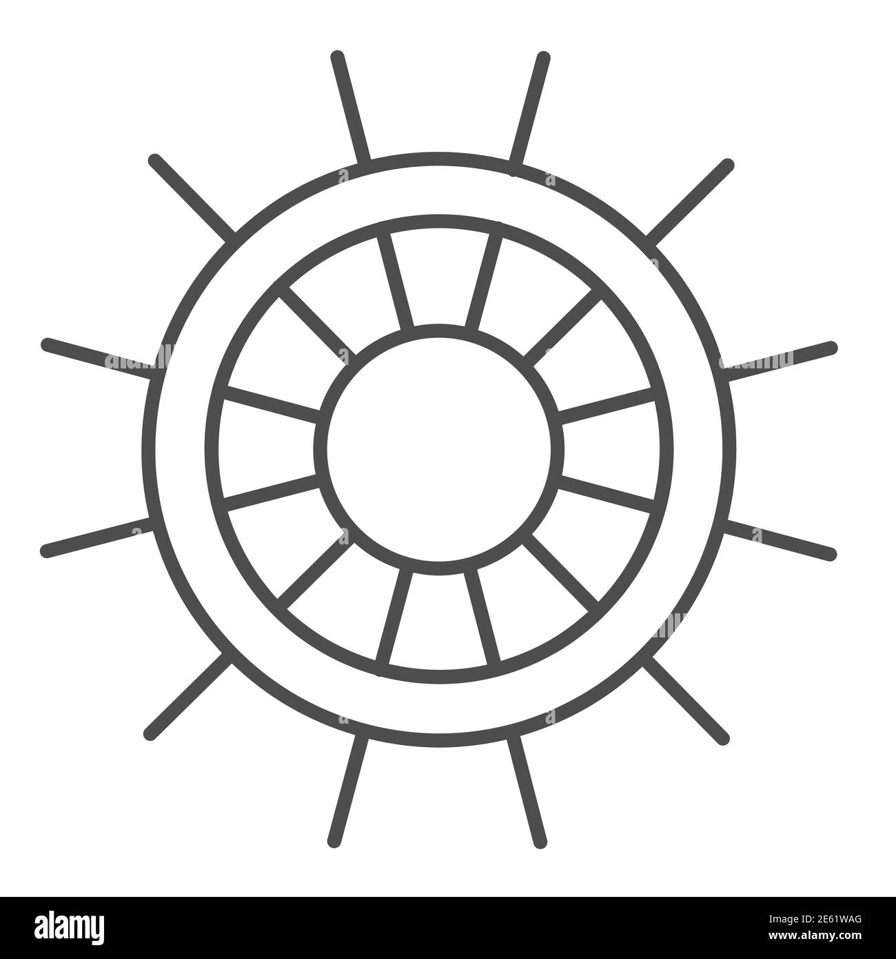 Boot Lenkrad dünne Linie Symbol, Schiff Emblem Symbol, Schiff Rad Vektor-Zeichen auf weißem Hintergrund, nautische Ruder Symbol in Umriss Stil für mobile Stock Vektor