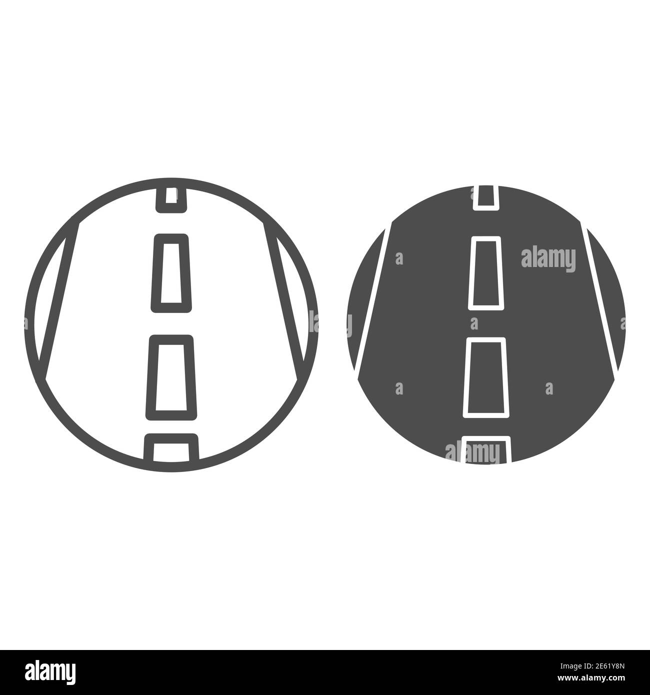 Autobahnlinie und solide Symbol, Verkehrssymbol, Autobahn Straße Vektor-Zeichen auf weißem Hintergrund, Autobahn-Symbol in Umriss-Stil für mobile Konzept Stock Vektor
