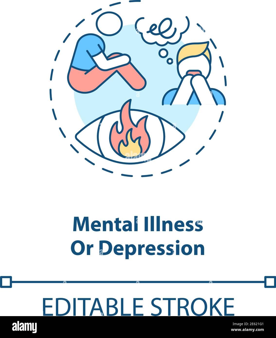 Symbol für das Konzept „psychische Erkrankungen oder Depressionen“ Stock Vektor