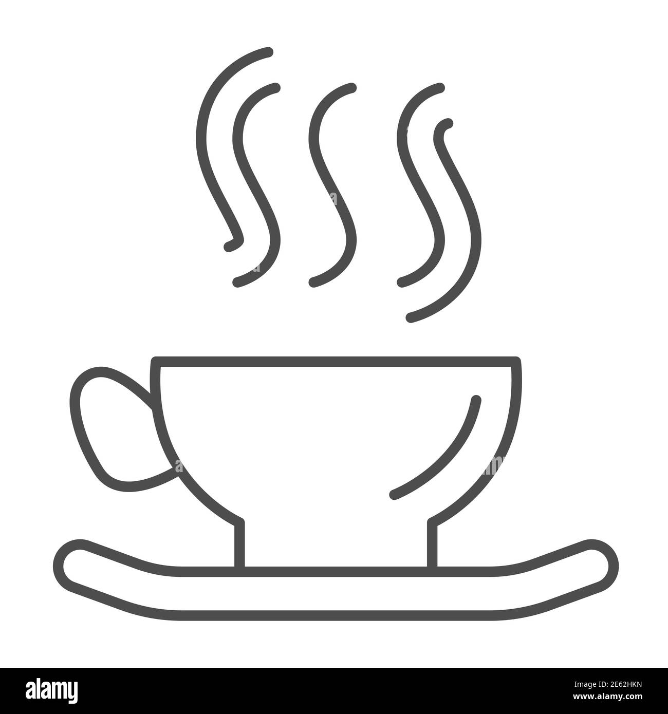 Tasse heißen Tee dünne Linie Symbol, Home-Konzept zu stoppen Coronavirus, zu Hause bleiben in Pandemie und trinken warme Getränke Zeichen auf weißem Hintergrund, Kaffeebecher mit Stock Vektor