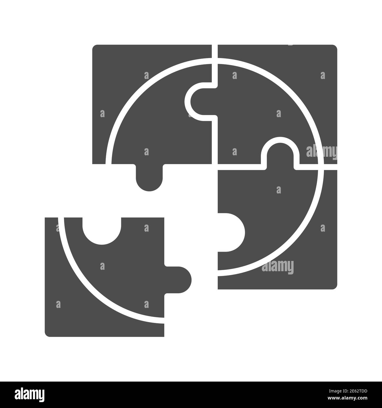 Vier Puzzleteile solide Symbol, Business-Lösung Konzept, Puzzle-Rätsel Zeichen auf weißem Hintergrund, vier Teile Puzzle-Symbol in Glyph-Stil für mobile Stock Vektor