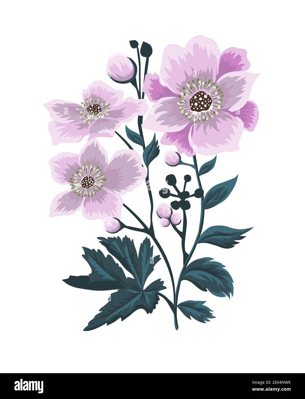 Rosa blühende Abstraktion für Postkarten. Blumenstrauß. Vektorgrafik Stock Vektor