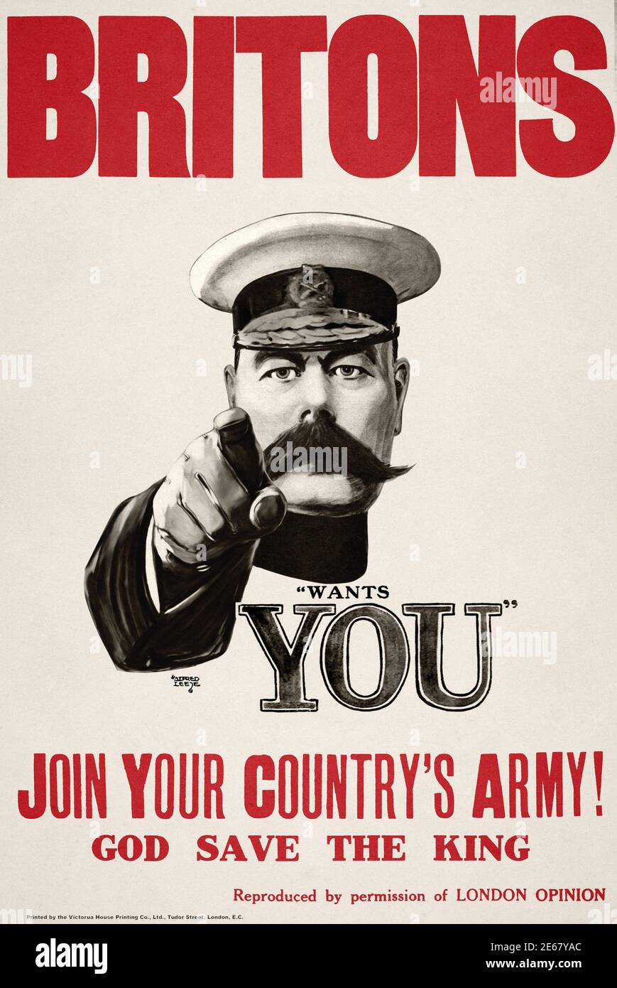 Britons UK Klassiker vintage Kitchener Ich will dich ikonisch toll Krieg WW1 Rekrutierung Propaganda Plakat Stockfoto