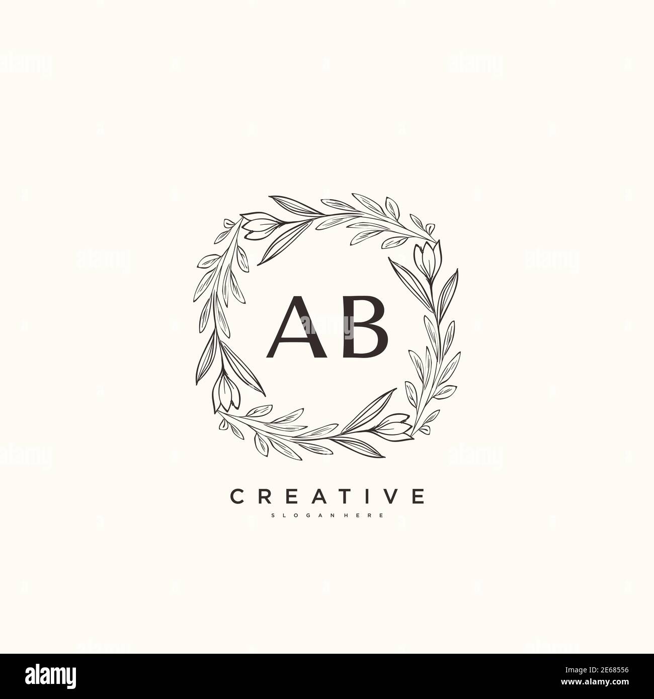 Ab Beauty Vektor Initial Logo, Handschrift Logo der ersten Unterschrift, Hochzeit, Mode, Schmuck, Boutique, Blumen und botanische mit kreativen Vorlage Stock Vektor
