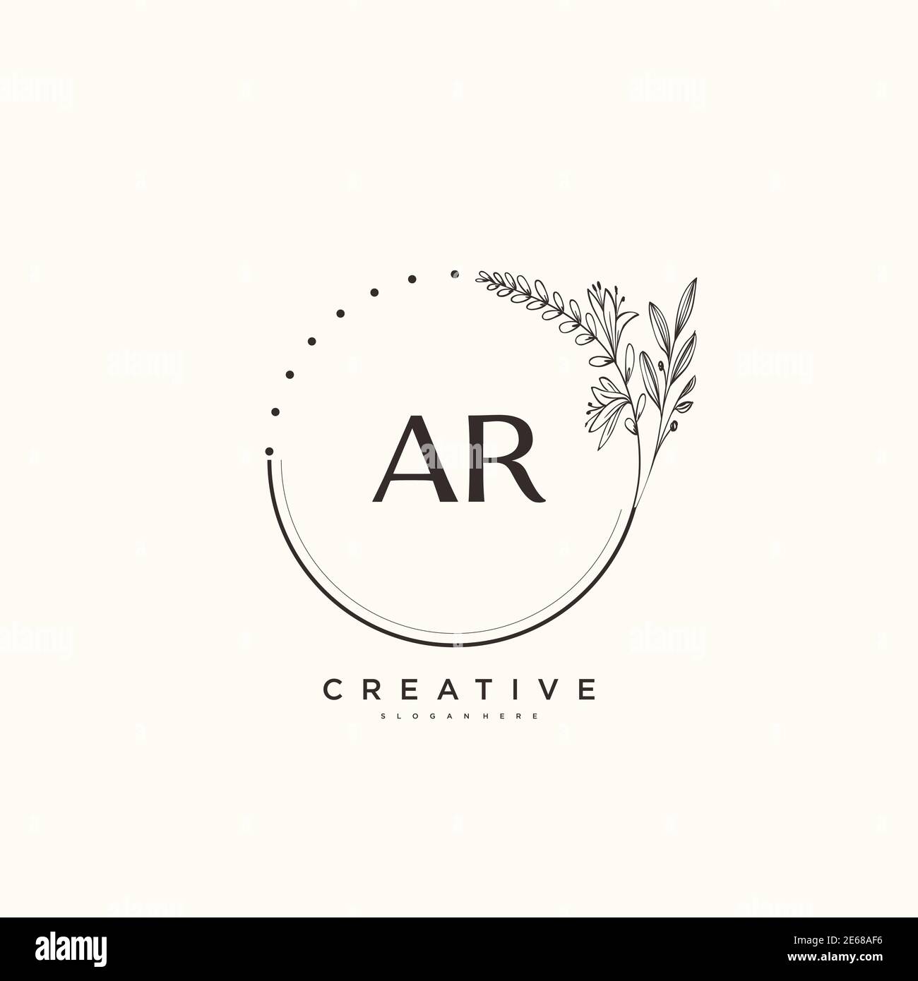 AR Beauty Vektor anfängliche Logo Art, Handschrift Logo der ursprünglichen Signatur, Hochzeit, Mode, Schmuck, Boutique, Blumen und botanische mit kreativen temp Stock Vektor