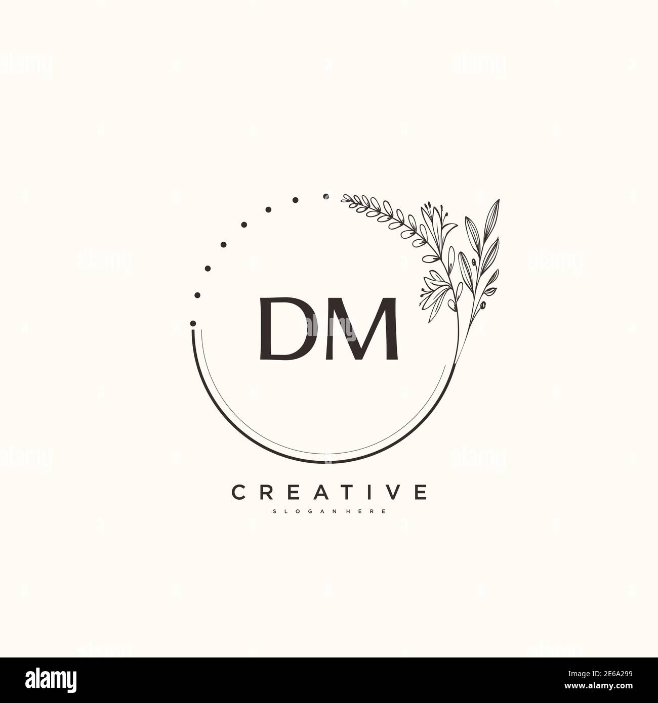 DM Beauty Vektor anfängliche Logo Art, Handschrift Logo der ursprünglichen Signatur, Hochzeit, Mode, Schmuck, Boutique, Blumen und botanische mit kreativen temp Stock Vektor