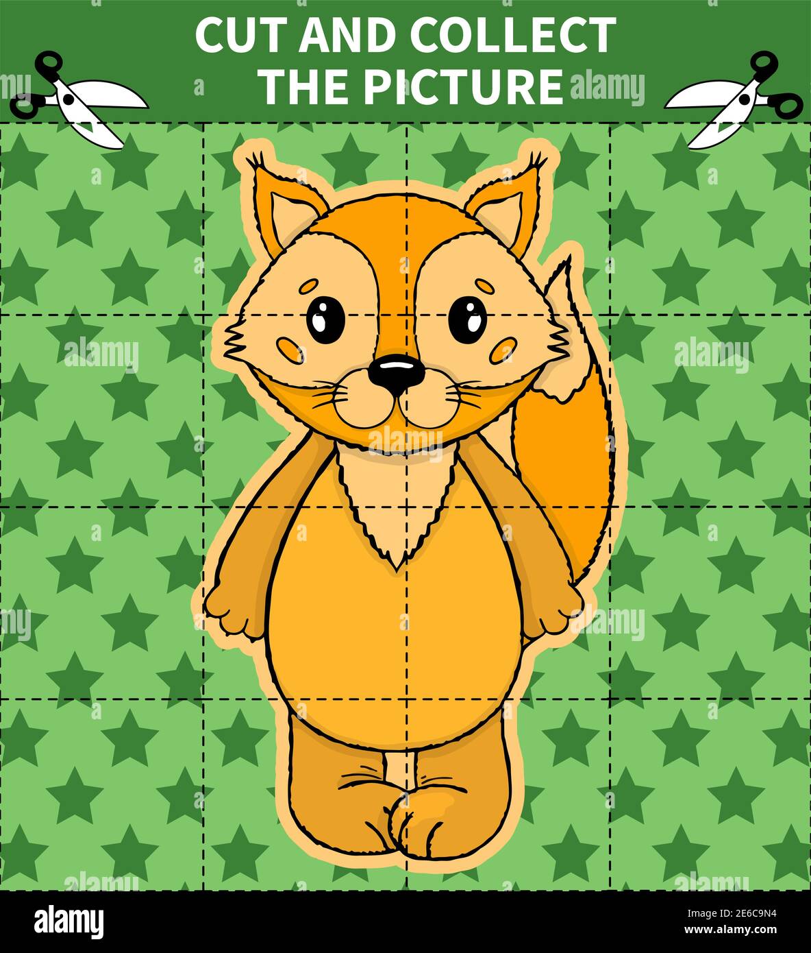 Kinder Bord Tier Spiel Puzzle für Vorschulkinder und Grundschule Studenten Arbeitsblätter.Seite lesen und passen für Kinder Lehrbuch Stock Vektor