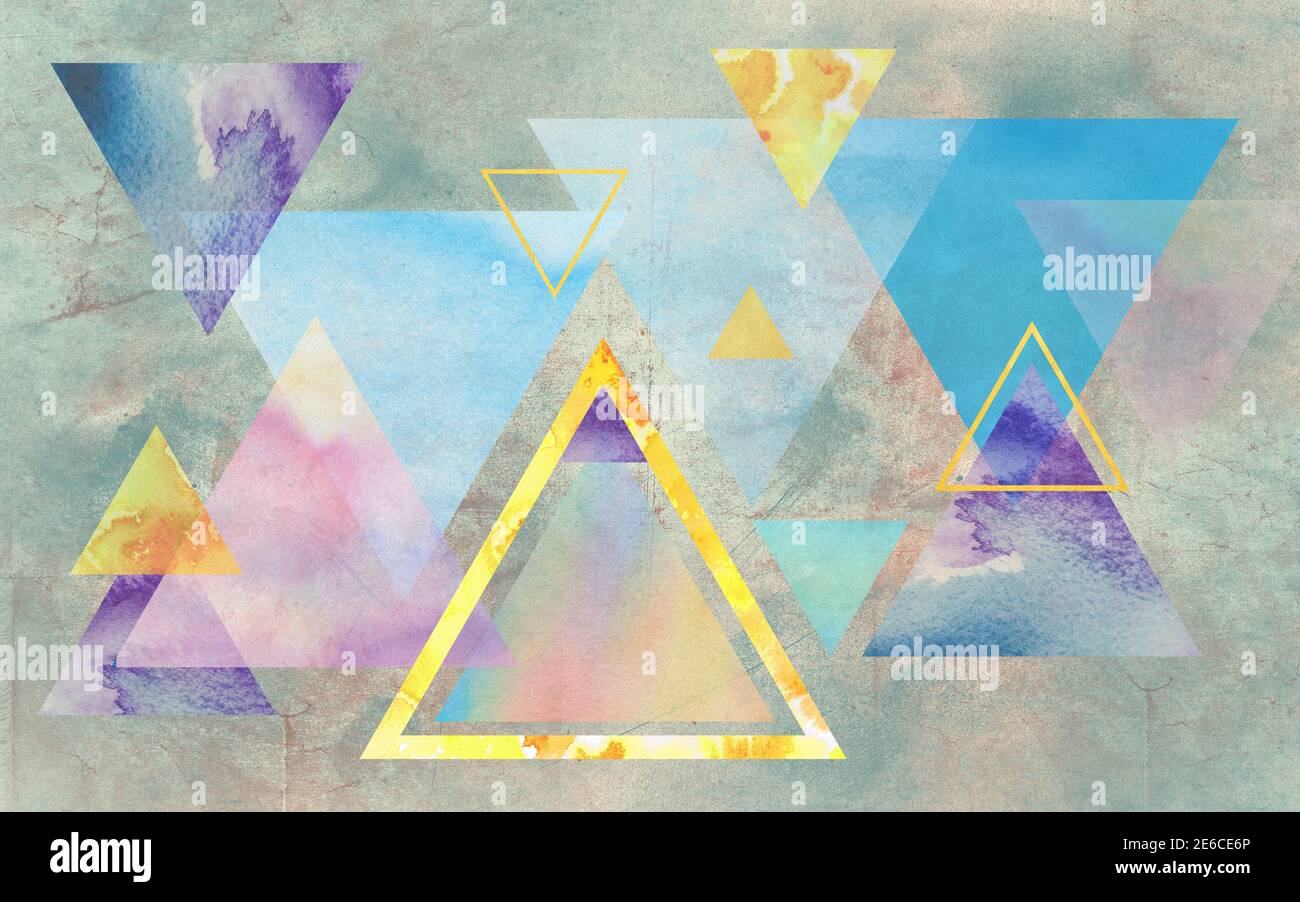Dreiecke und Dreieckrahmen in verschiedenen Größen auf grunge Hintergrund Stockfoto