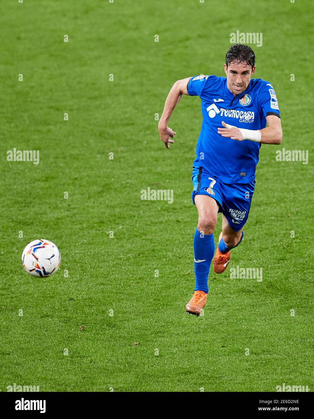 Bilbao, Spanien. Januar 2021, 25. Jaime Mata von Getafe CF in Aktion während des La Liga-Spiels zwischen Athletic Club Bilbao und Getafe FC in San M gespielt Stockfoto