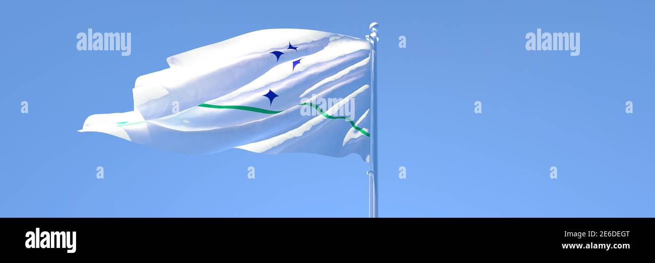 3D-Darstellung der Nationalflagge des Mercosur, die einschwenkt Der Wind Stockfoto
