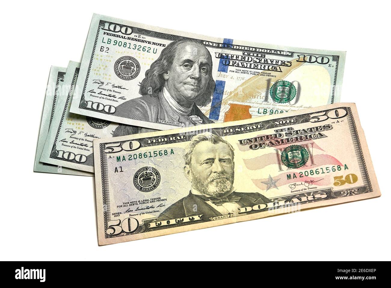 100 und 50 Dollar, Papiergeld, Finanzen Stockfoto