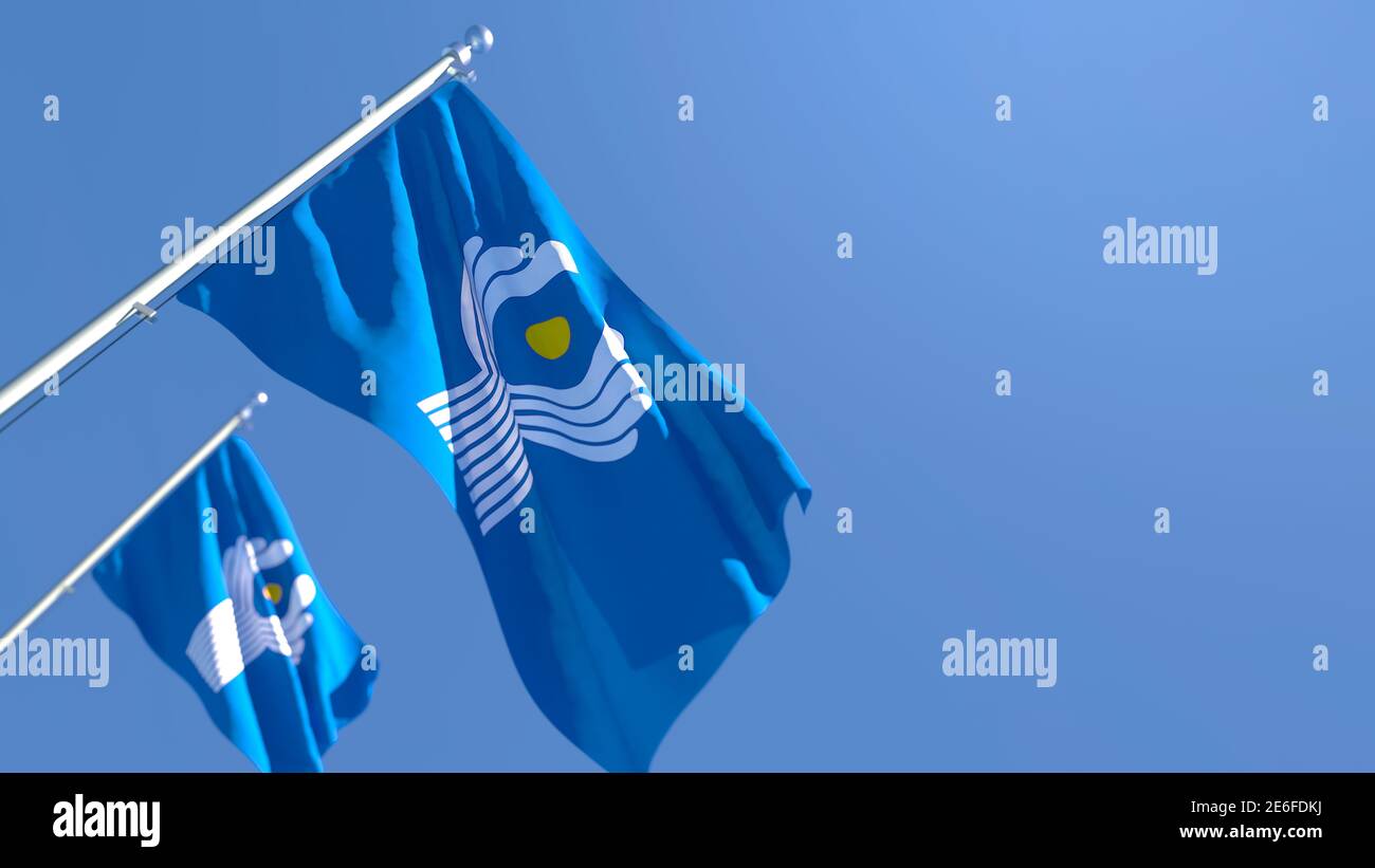 3D-Darstellung der Nationalflagge von Commonwealth of Independent Status Stockfoto
