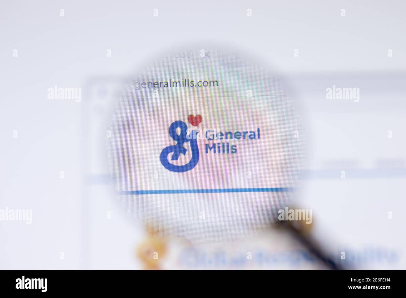 Sankt Petersburg, Russland - 28. Januar 2021: General Mills Webseite mit Logo close-up, illustrative Editorial Stockfoto