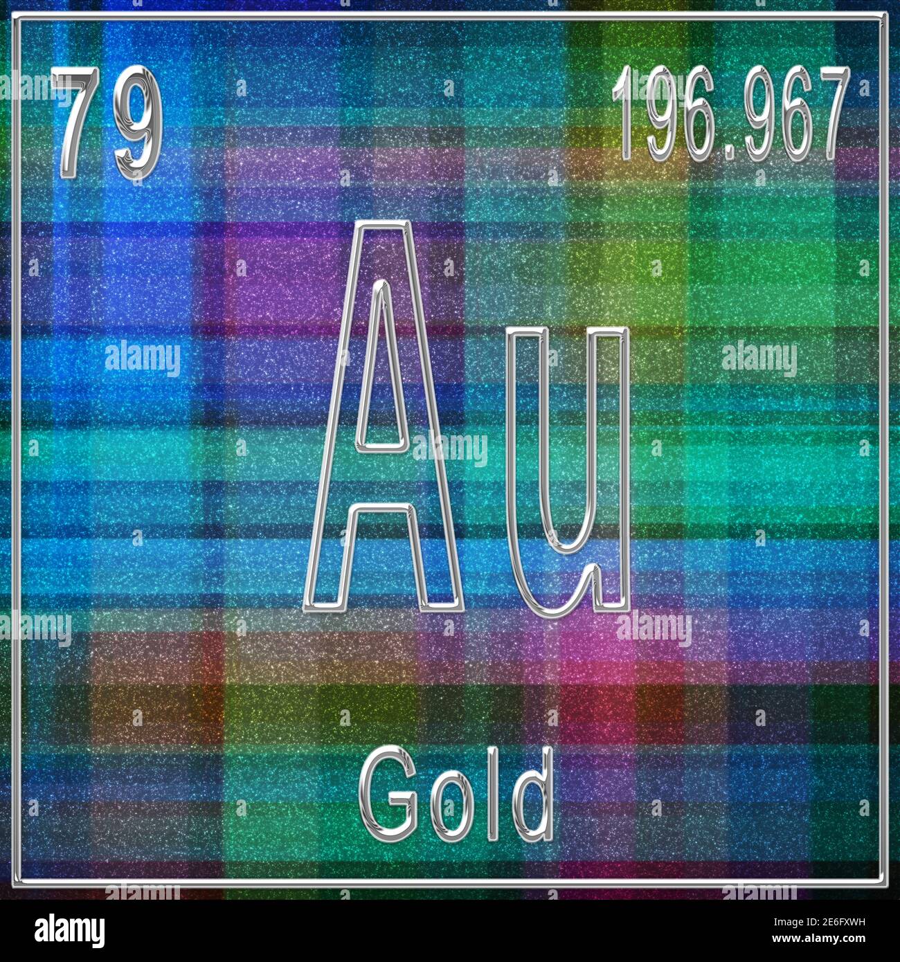 Chemisches Element Gold, Zeichen mit Ordnungszahl und Ordnungsgewicht