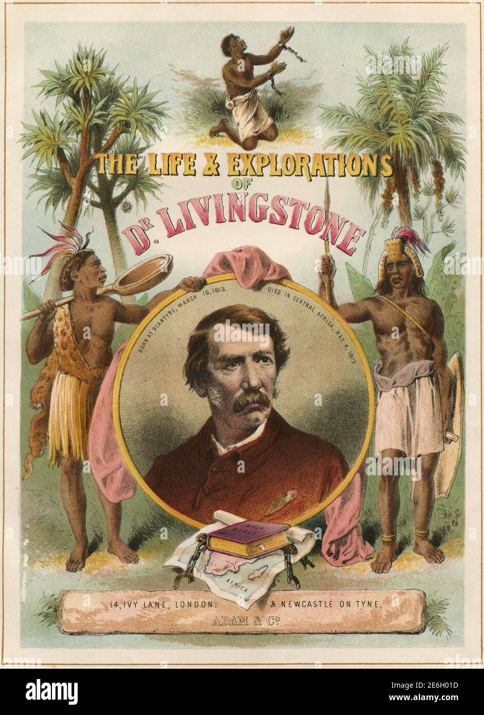 Das Leben und die Entdeckungen von Dr. Livingstone, Buchcover Stockfoto