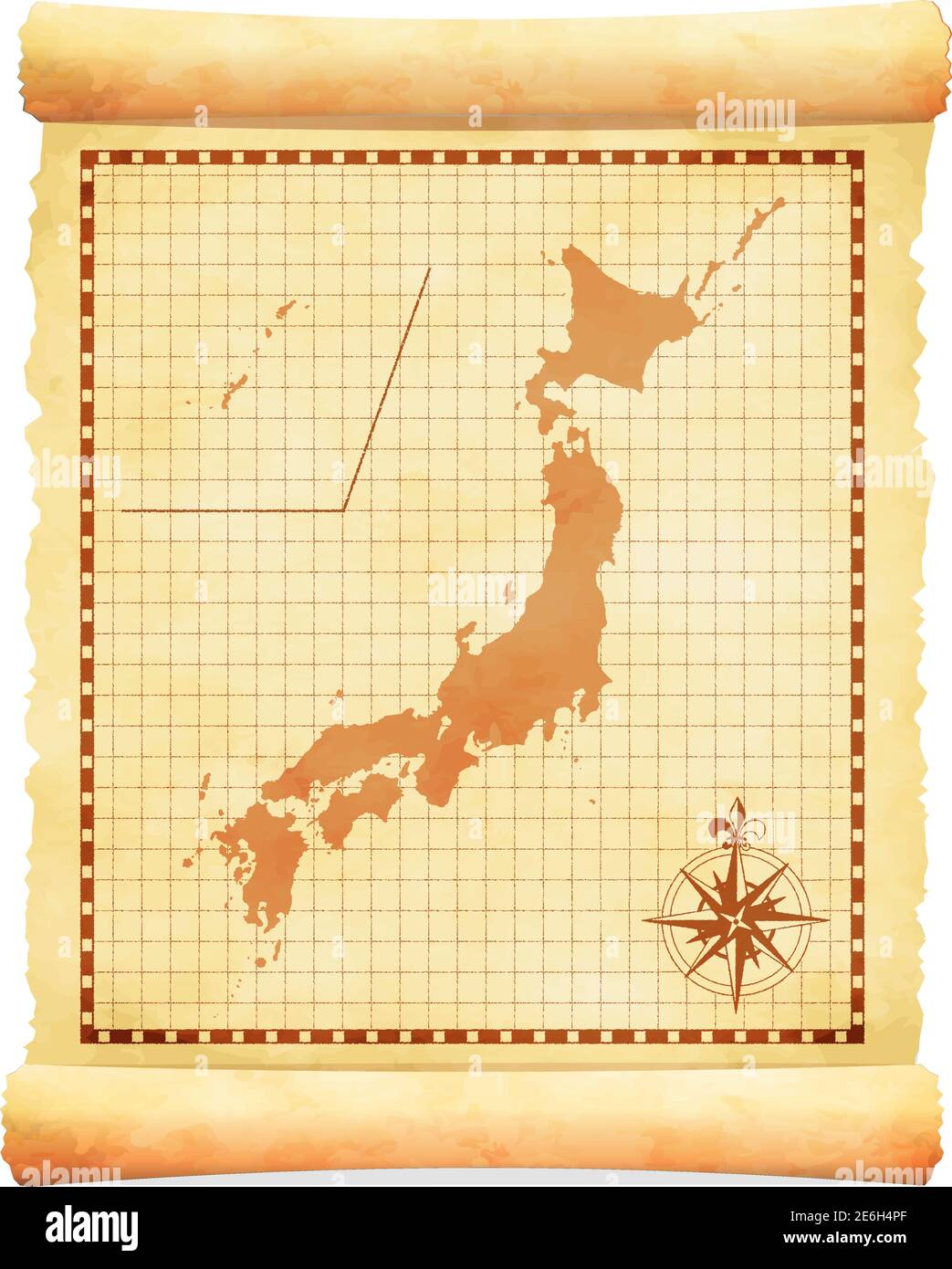 Alte Vintage Japan Karte Vektor Illustration Stock Vektor