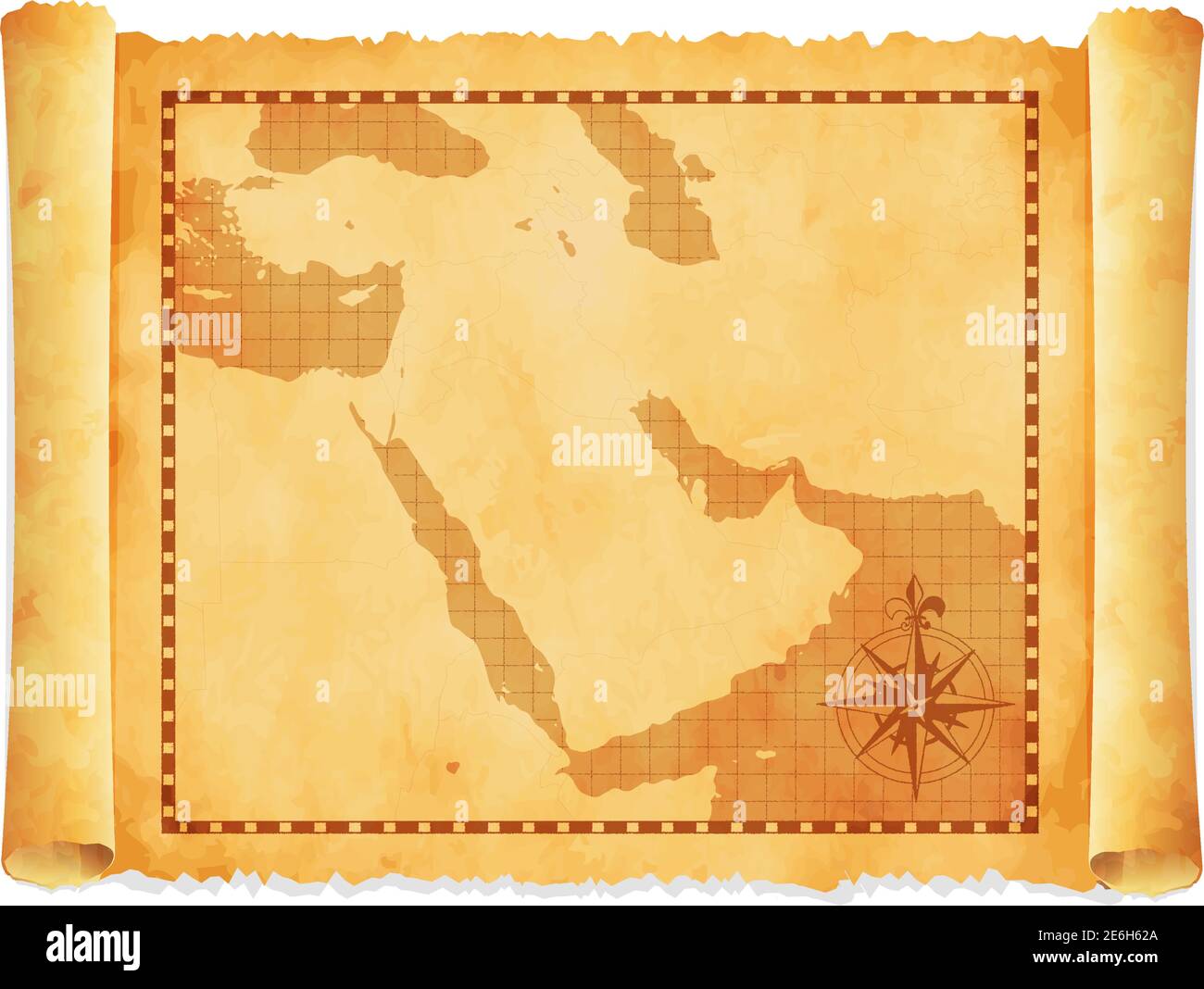 Alter Jahrgang mittlerer Osten (westasien) Kartenvektordarstellung Stock Vektor