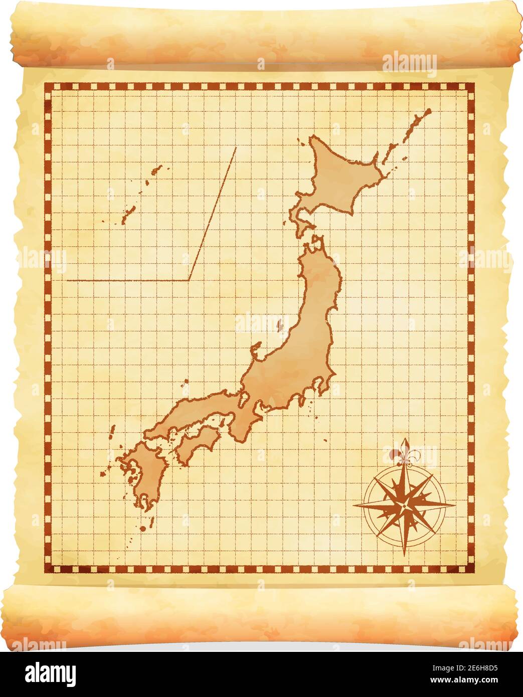 Alte Vintage Japan Karte Vektor Illustration Alamy