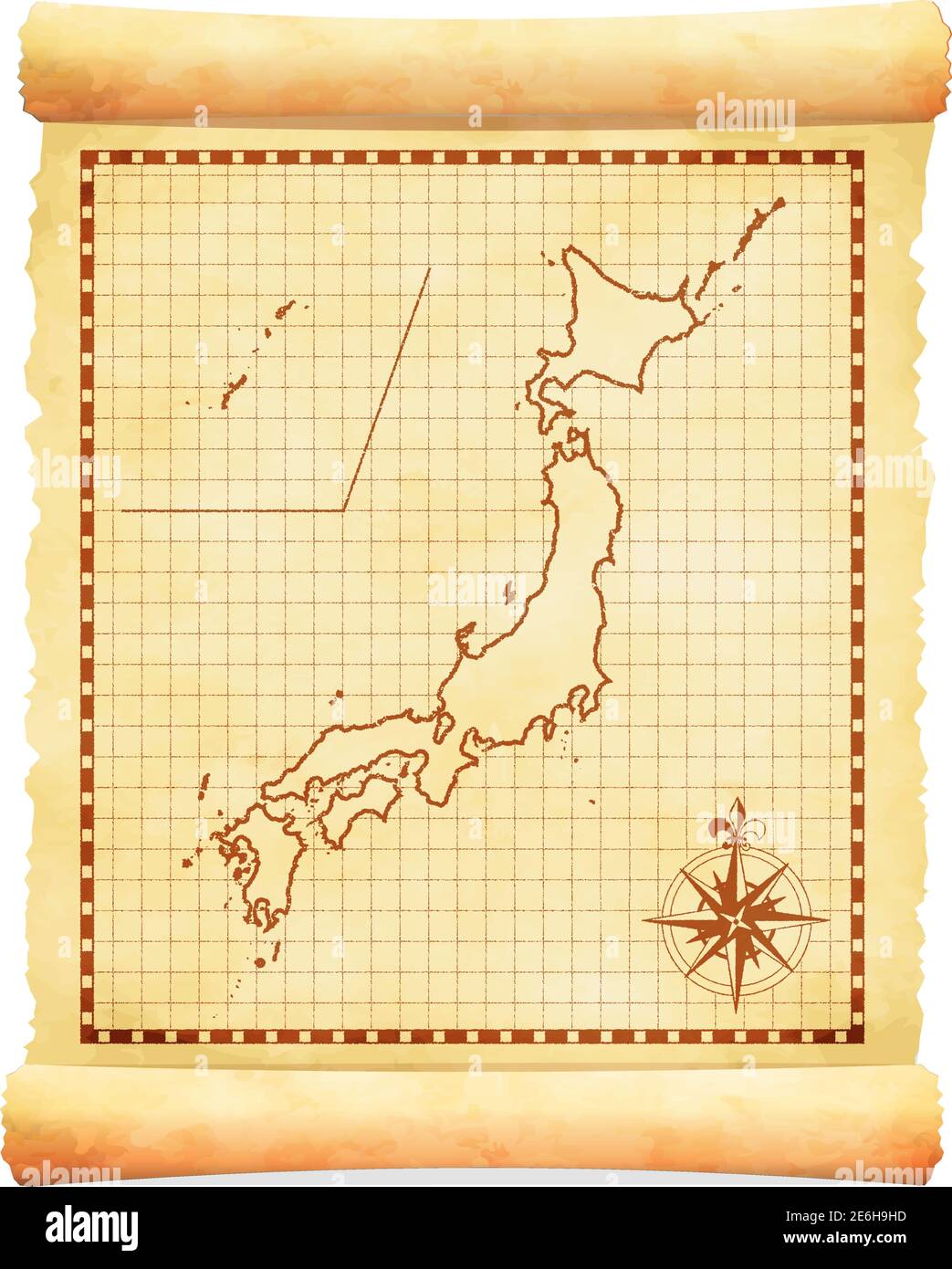 Alte Vintage Japan Karte Vektor Illustration Stock Vektor