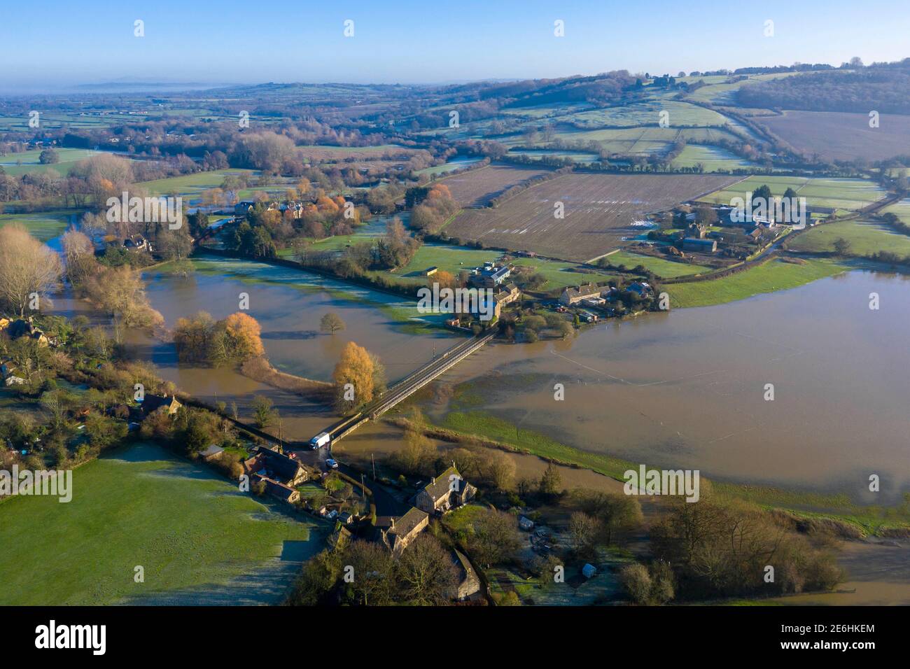 Überschwemmungen in Lacock, Wiltshire. Stockfoto